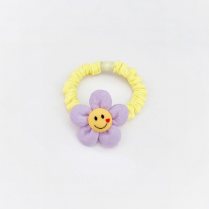 Girl Hair Tie Floral Smiley (GPT8896-PF)